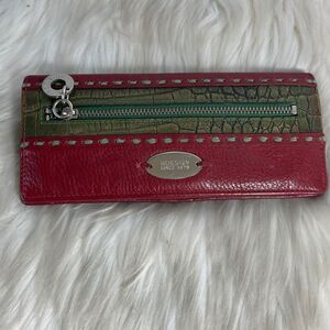 Hidesign Imported Leather Clutch Billfold Red/Green Wallet‎